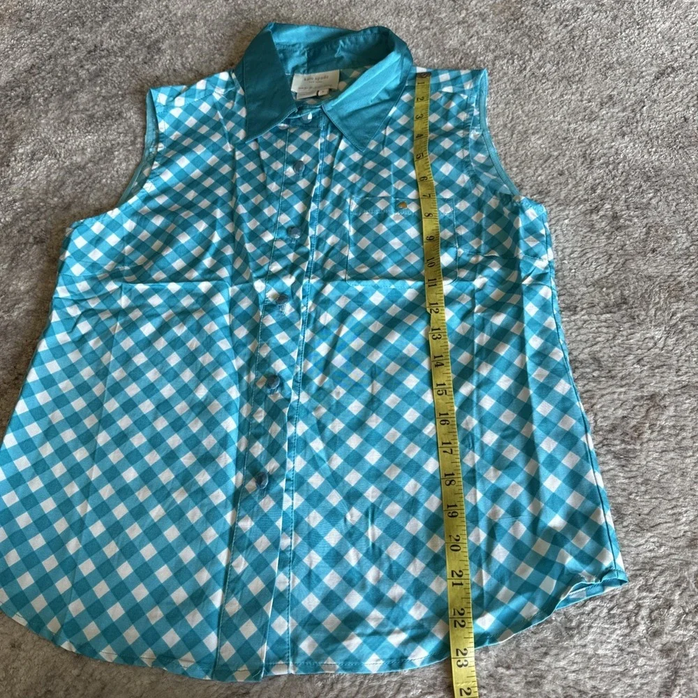 Kate Spade Gingham Fey Top Firoza Spring Sz 6‎